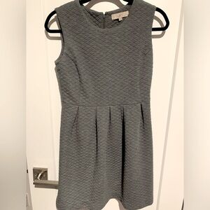 LOFT Gray Pleated A-Line Mini Dress